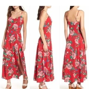 Love Fire Floral Red Dress